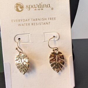 Monstera Leaf Earrings 14k gold over stainless steel